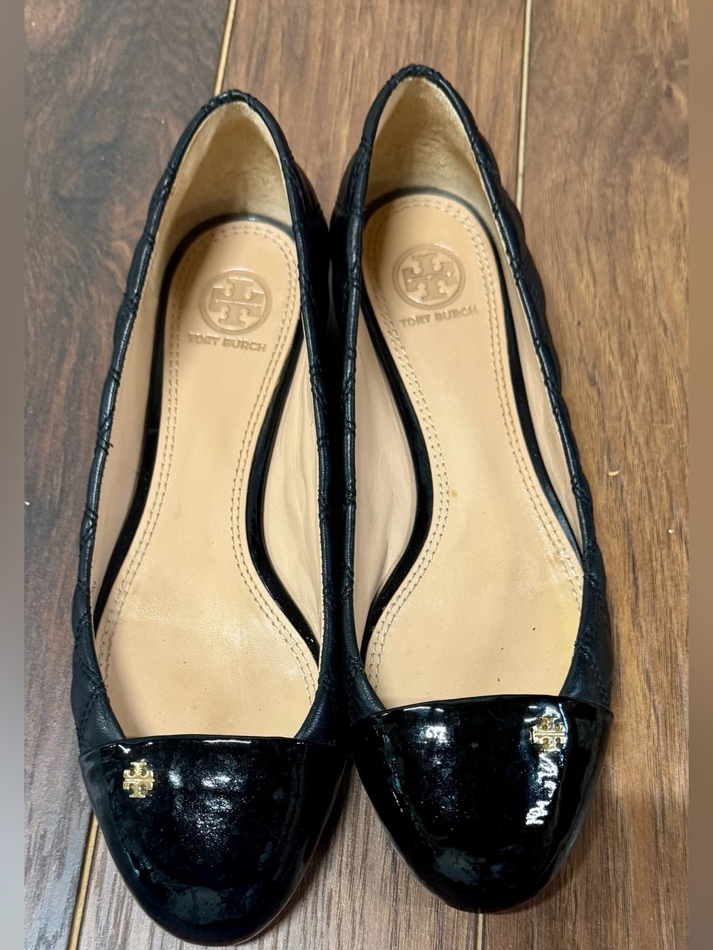 Tory Burch Claremont Black Quilted Leather Ballet Flats 9